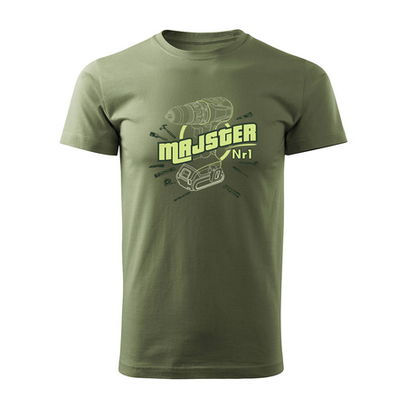 Wyprzedaż - koszulka majster dla majstra dla majsterkowicza stolarza mechanika męska khaki REGULAR