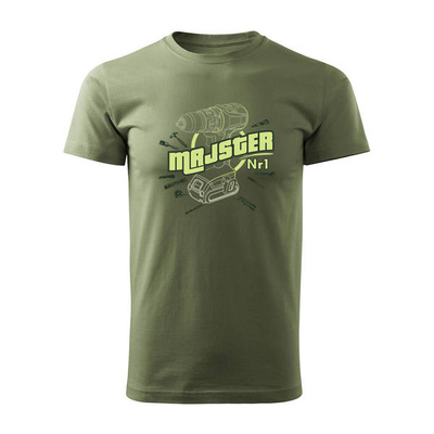 Wyprzedaż - koszulka majster dla majstra dla majsterkowicza stolarza mechanika męska khaki REGULAR