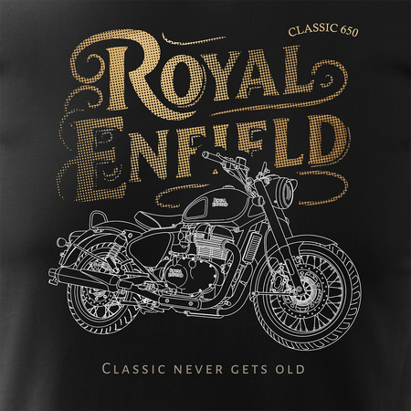 Koszulka motocyklowa z motocyklem na motor Royal Enfield Classic 650 Legend męska czarna