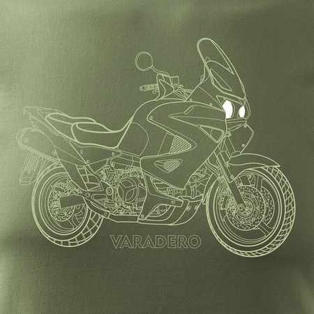 Wyprzedaż - koszulka motocyklowa z motocyklem Honda Varadero męska khaki REGULAR