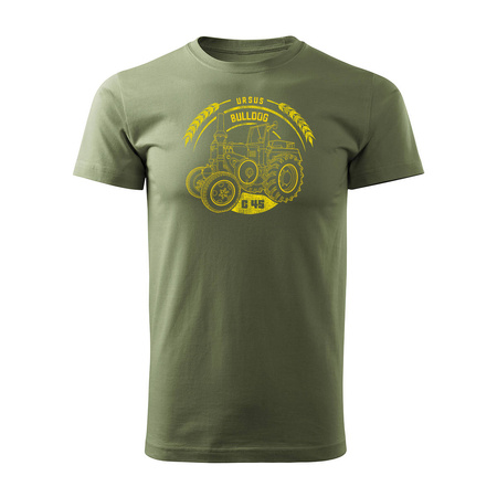 Koszulka z traktorem ursus C45 dla rolnika Bulldog męska khaki REGULAR