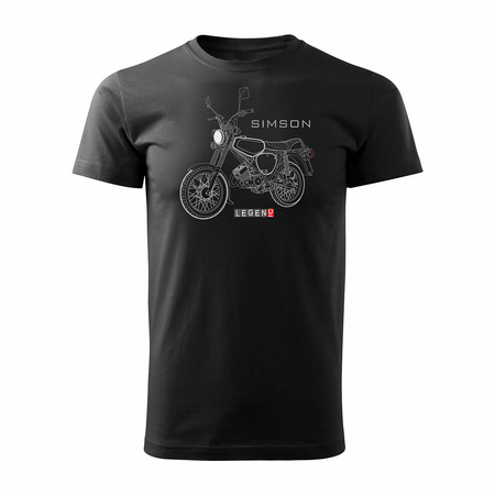 Wyprzedaż - koszulka motocyklowa z motocyklem Simson Enduro S50 S51 męska czarna REGULAR