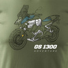 Koszulka motocyklowa z motocyklem na motor BMW GS R 1300 Adventure męska khaki REGULAR