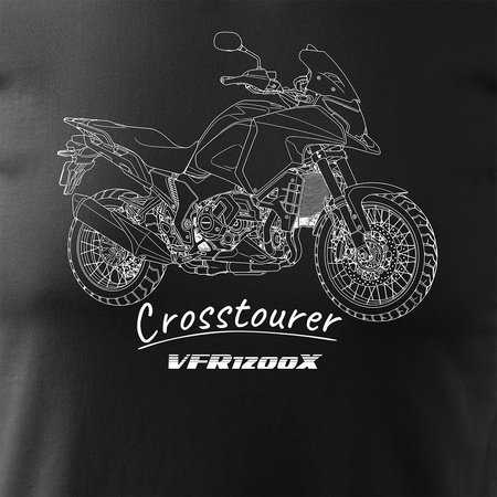 Koszulka z motocyklem Honda VFR1200X VFR 1200 X Crosstourer męska czarna REGULAR