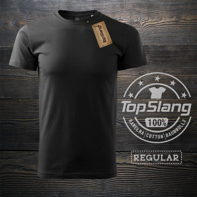 Topslang koszulka męska bawełniana gruba dobra jakość czarna t-shirt męski czarny REGULAR