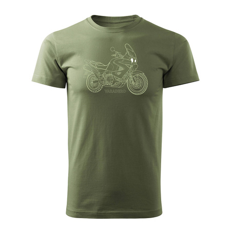 Wyprzedaż - koszulka motocyklowa z motocyklem Honda Varadero męska khaki REGULAR