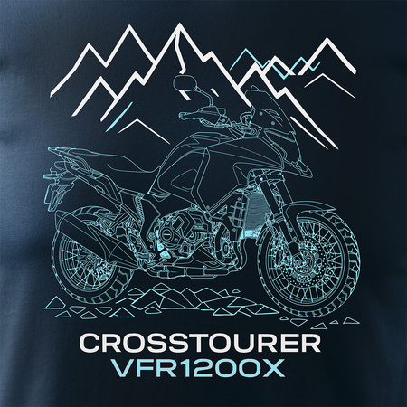 Koszulka z motocyklem Honda VFR1200X VFR 1200 X Crosstourer męska granatowa REGULAR