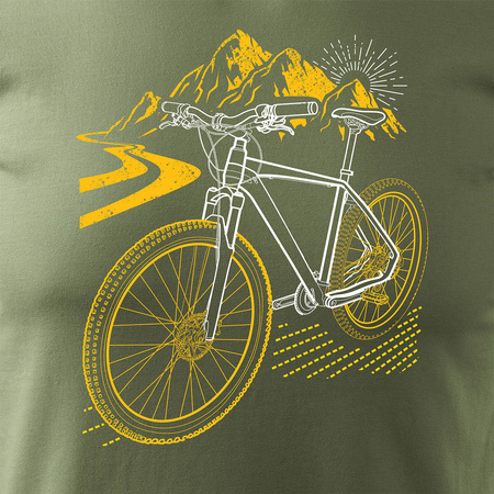 Wyprzedaż - koszulka rowerowa na rower z rowerem górskim MTB Góry Mountain Bike męska khaki REGULAR