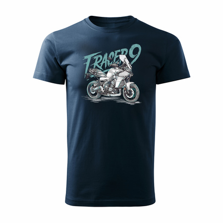 Koszulka motocyklowa z motocyklem na motor Yamaha Tracer 9 900 męska granatowa