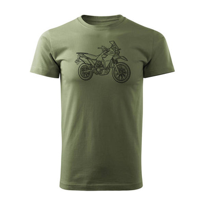 Koszulka motocyklowa z motocyklem na motor Kawasaki KLR męska khaki REGULAR