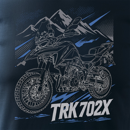 Koszulka z motocyklem Benelli TRK 702 X TRK702 TRK702X męska granatowa REGULAR