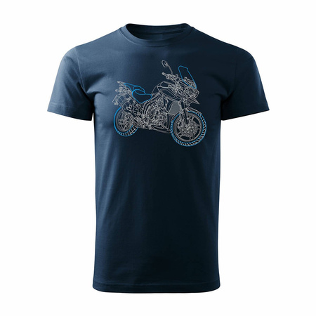 Wyprzedaż - koszulka motocyklowa z motocyklem na motor Triumph Tiger męska granatowa REGULAR