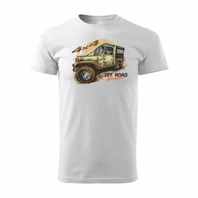 Koszulka rajdowa z jeepem jeep offroad off road off-road 4x4 męska biała REGULAR