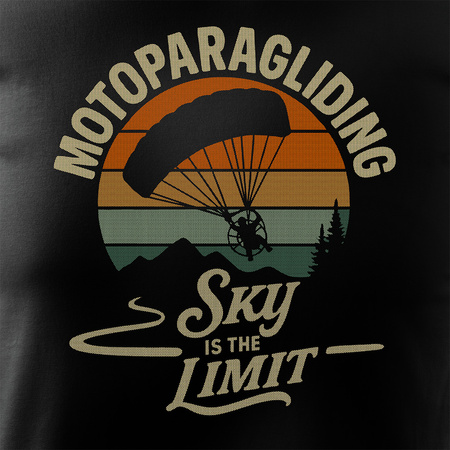 Koszulka dla motoparalotniarza moto paralotniarz z motoparalotnią motoparalotnia męska czarna REGULAR