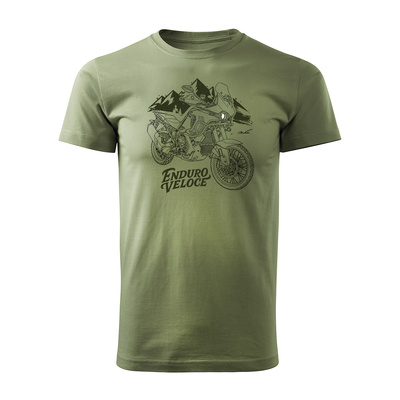 Koszulka motocyklowa z motocyklem na motor MV Agusta Enduro Veloce khaki