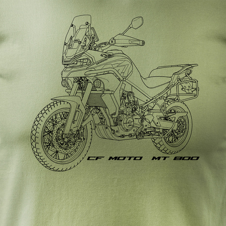 Koszulka motocyklowa z motocyklem turystycznym CF MOTO MT 800 męska khaki