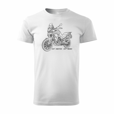 Koszulka motocyklowa z motocyklem turystycznym CF MOTO MT 800 męska biała