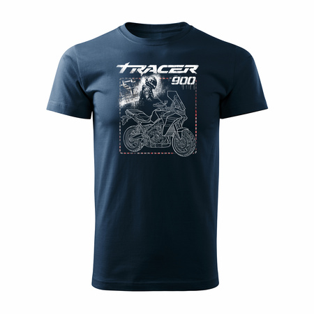 Koszulka motocyklowa z motocyklem na motor Yamaha Tracer 9 900 męska granatowa