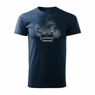 Koszulka z motocyklem Honda VFR1200X VFR 1200 X Crosstourer męska granatowa REGULAR