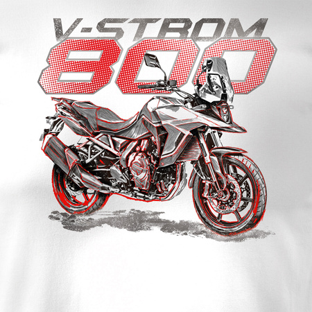 Koszulka z motocyklem na motor Suzuki V-strom Vstrom 800 męska biała REGULAR