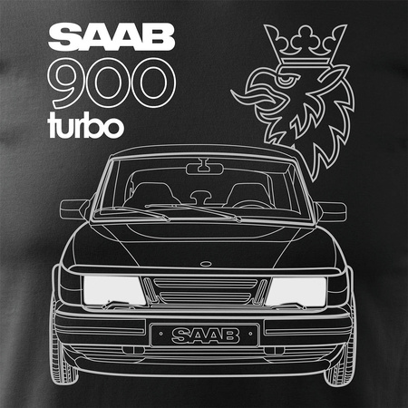 Koszulka z samochodem SAAB 900 Turbo saab krokodyl męska czarna