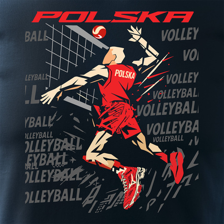Koszulka polska siatkówka dla kibica do siatkówki siatkówka Volleyball męska granatowa REGULAR