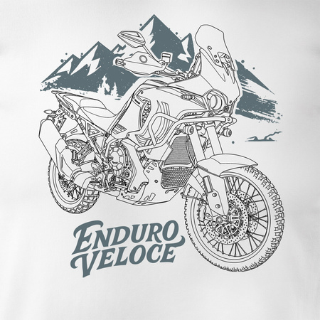 Koszulka motocyklowa z motocyklem na motor MV Agusta Enduro Veloce biała