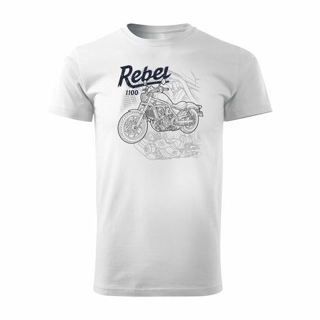 Koszulka motocyklowa z motocyklem na motor Honda Rebel 1100 męska biała