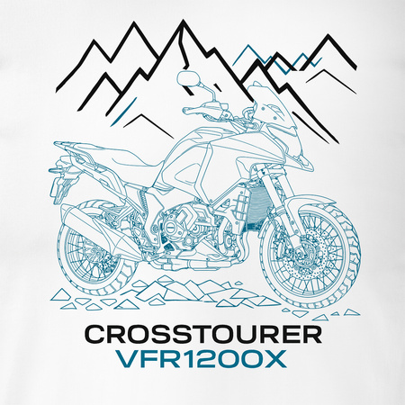 Koszulka z motocyklem Honda VFR1200X VFR 1200 X Crosstourer męska biała REGULAR