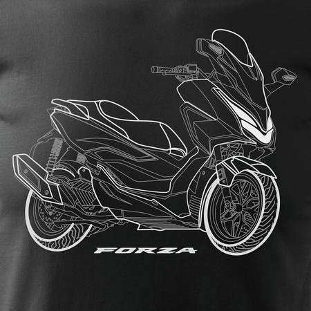 Wyprzedaż - koszulka ze skuterem na skuter Honda Forza męska czarna REGULAR