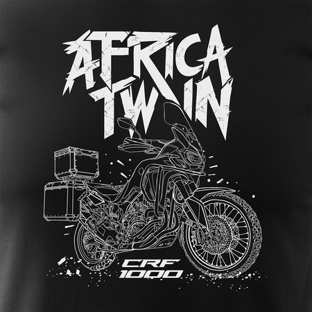 Koszulka motocyklowa z motocyklem Honda Africa Twin CRF1000L męska czarna