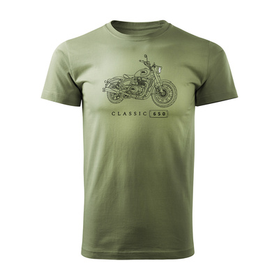 Koszulka motocyklowa z motocyklem na motor Royal Enfield Classic 650 Legend męska khaki