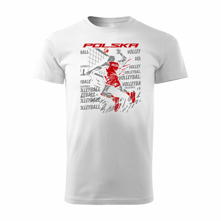 Koszulka polska siatkówka dla kibica do siatkówki siatkówka Volleyball męska biała REGULAR