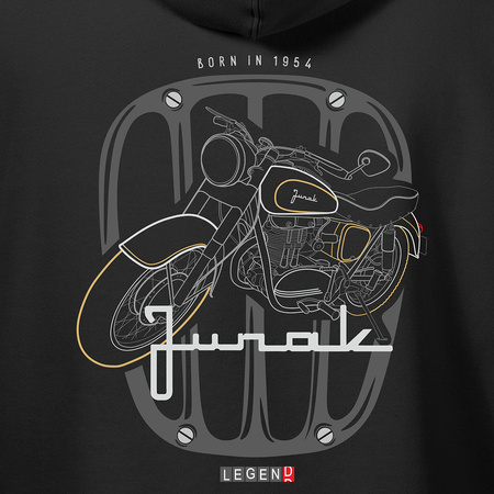 Zestaw bluza z kapturem z koszulką koszulka z motocyklem Junak M10 męska czarna