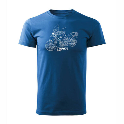 Wyprzedaż - koszulka motocyklowa z motocyklem na motor Triumph Tiger 900 męska niebieska REGULAR