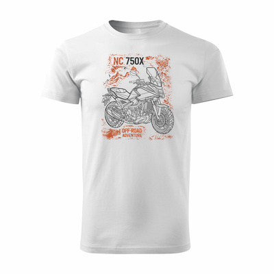 Koszulka z motocyklem na motor Honda NC 750 X NC750X 2025 męska biała REGULAR