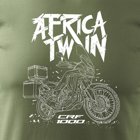 Wyprzedaż - koszulka motocyklowa z motocyklem Honda Africa Twin CRF1000L męska khaki