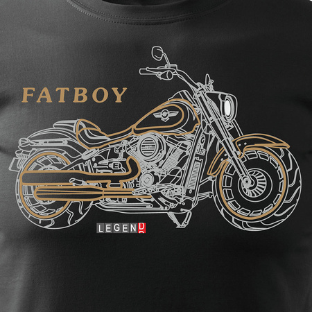 Koszulka motocyklowa na motor HARLEY DAVIDSON FATBOY męska czarna REGULAR