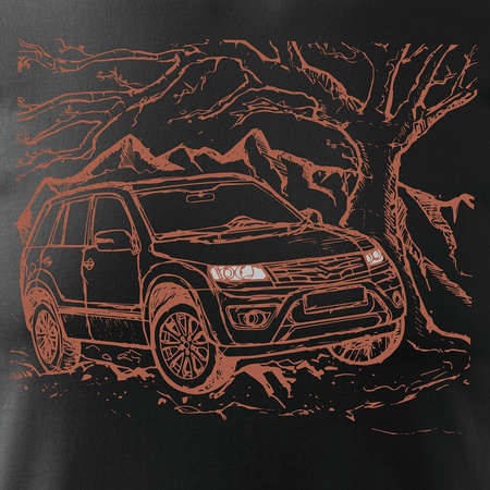 Wyprzedaż - koszulka z samochodem Suzuki Grand Vitara 4x4 męska czarna REGULAR