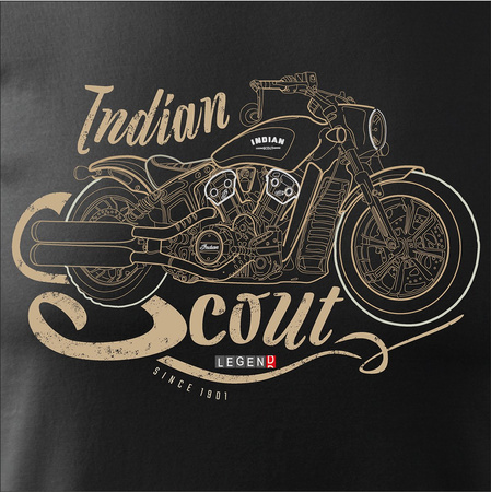 Koszulka motocyklowa z motocyklem na motor Indian Scout Bobber męska czarna REGULAR