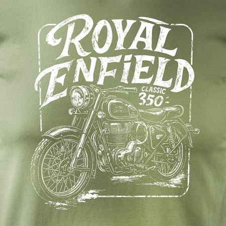 Koszulka motocyklowa z motocyklem na motor Royal Enfield Classic 350 Legend męska khaki