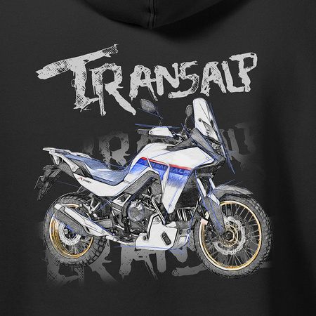 Bluza z kapturem motocyklowa z motocyklem na motor Honda Transalp 750 XL męska czarna