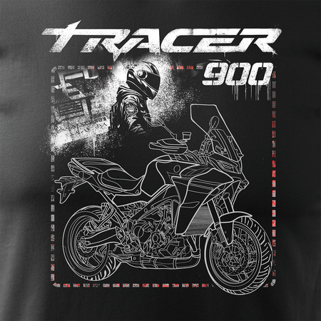 Koszulka motocyklowa z motocyklem na motor Yamaha Tracer 9 900 męska czarna