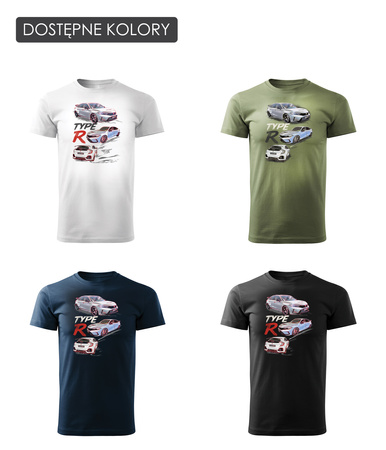 Koszulka z samochodem Honda Civic Type R męska biała REGULAR