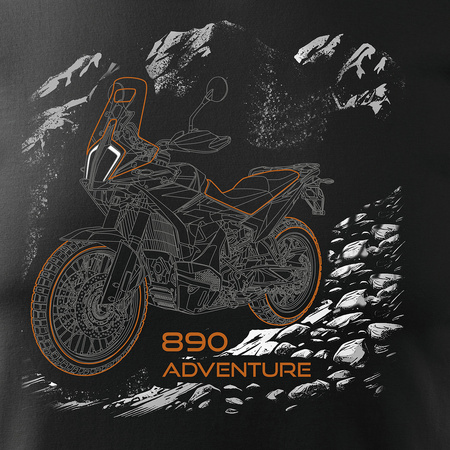 Koszulka na motor motocykl KTM 890 Adventure męska czarna REGULAR