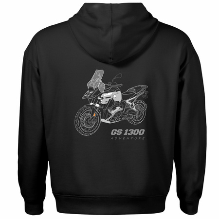 Bluza z kapturem motocyklowa z motocyklem na motor BMW GS 1300 Adventure męska czarna