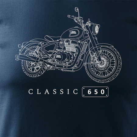 Koszulka motocyklowa z motocyklem na motor Royal Enfield Classic 650 Legend męska granatowa