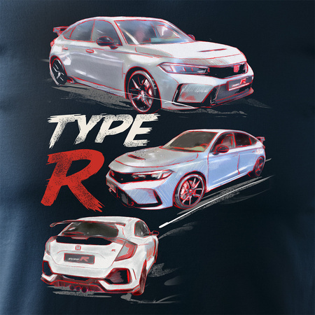 Koszulka z samochodem Honda Civic Type R męska granatowa REGULAR