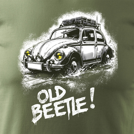 Koszulka VW Beetle garbus z samochodem garbusem męska khaki REGULAR