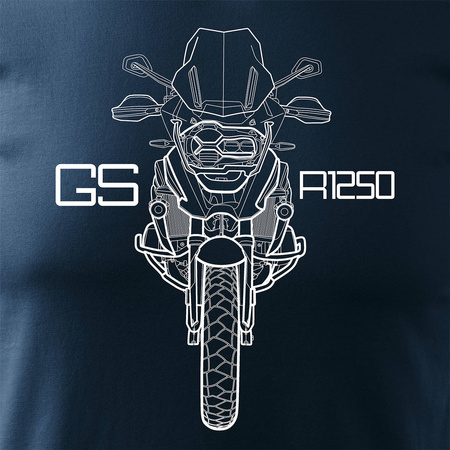 Wyprzedaż - koszulka motocyklowa z motocyklem na motor BMW GS 1250 ADVENTURE męska granatowa REGULAR
